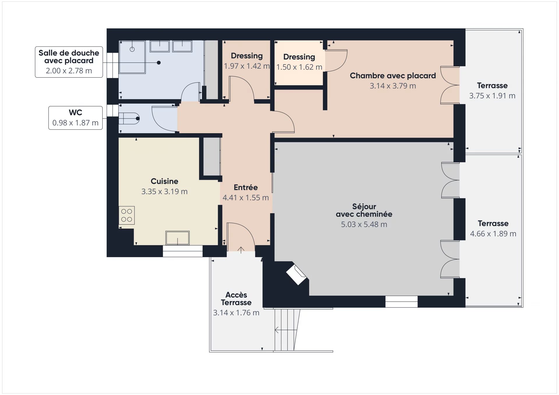 Haut de villa 2 pièces 73m² + 2 Terrasses + 2 parkings – CAGNES SUR MER Bréguières