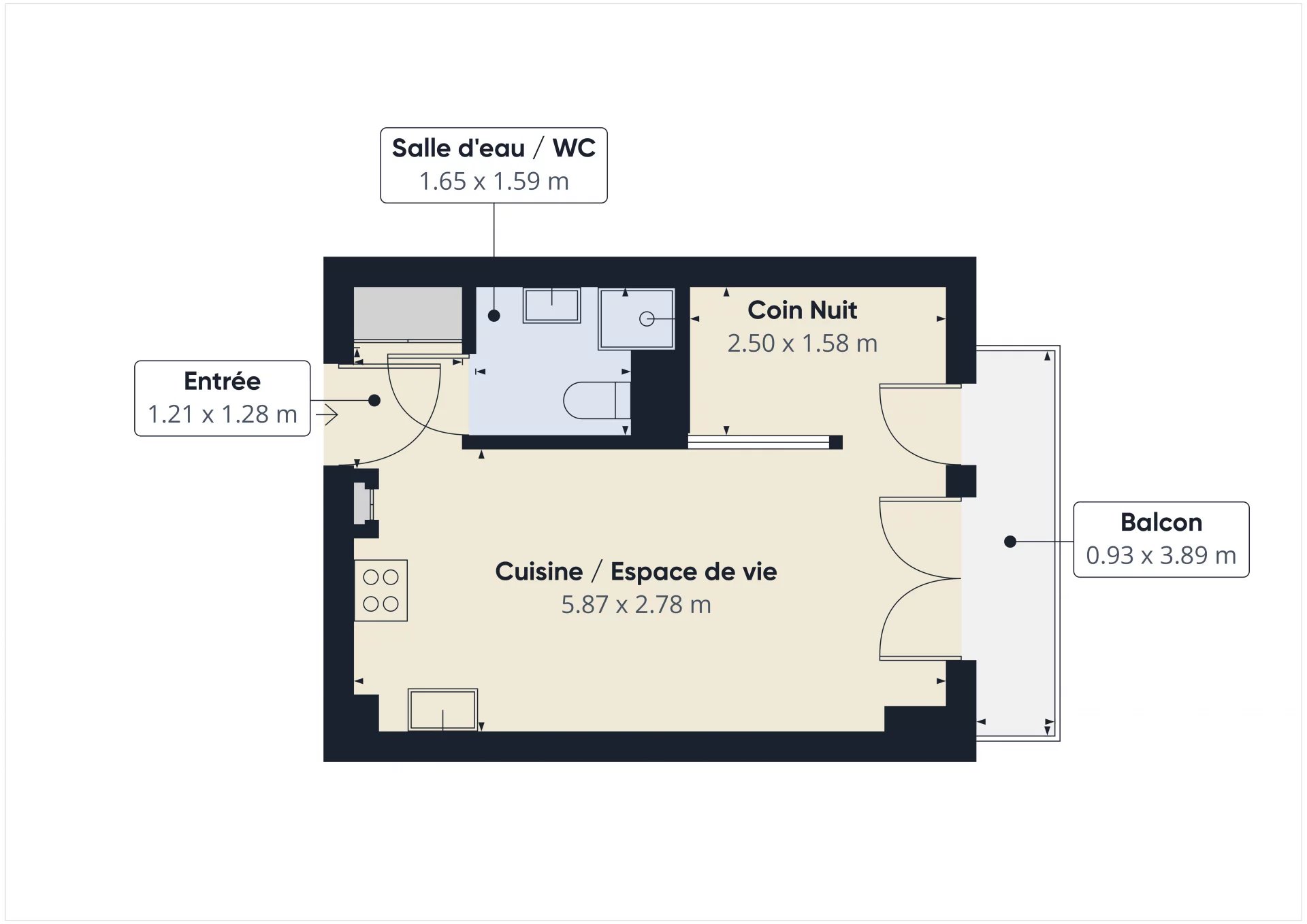 Studio meublé – RDC – Balcon – Route de Canta Galet – NICE