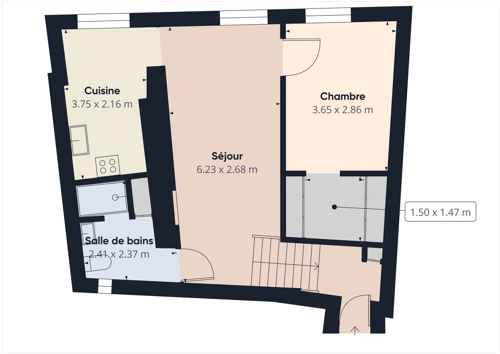 Appartement 2 pièces 51m² – rue du Marché – VIEUX NICE