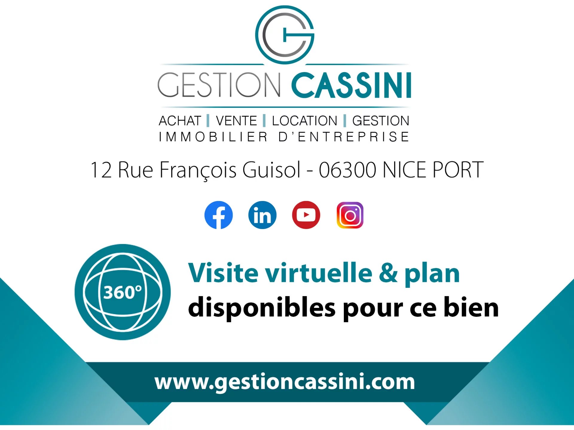 Studio meublé – RDC – Balcon – Route de Canta Galet – NICE