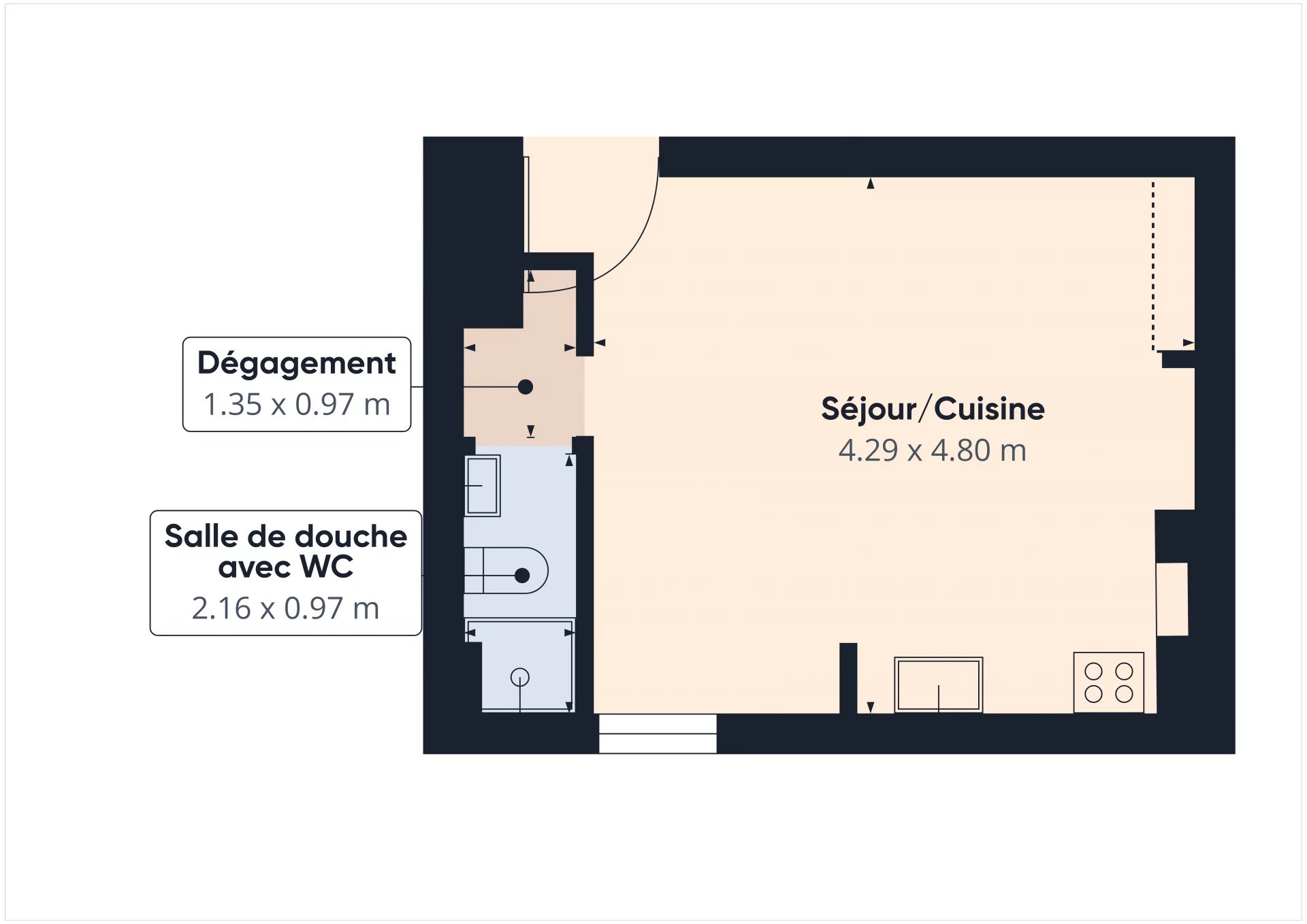 Appartement STUDIO 20m² – Rue Foresta – NICE LE PORT