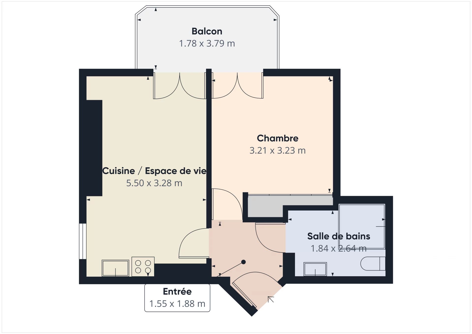 LOCATION ETUDIANTE – 2 PIECES AVEC TERRASSE – 17 IMPASSE JEANNE MARLIN – NICE PORT