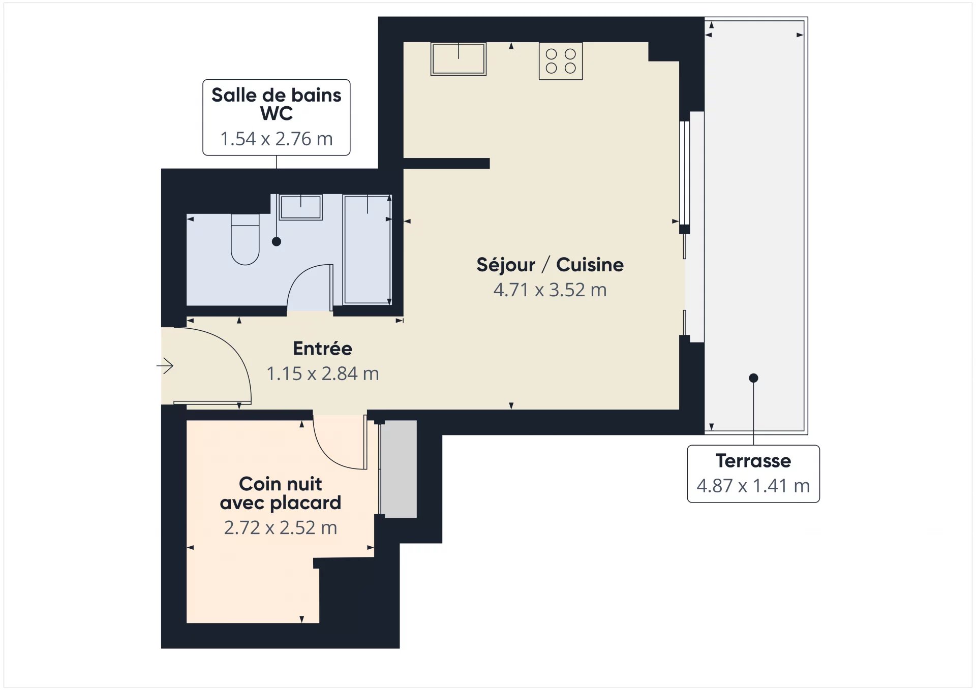 VENDU LOUÉ – Appartement STUDIO Cave – Vieux Chemin de Gairaut – NICE