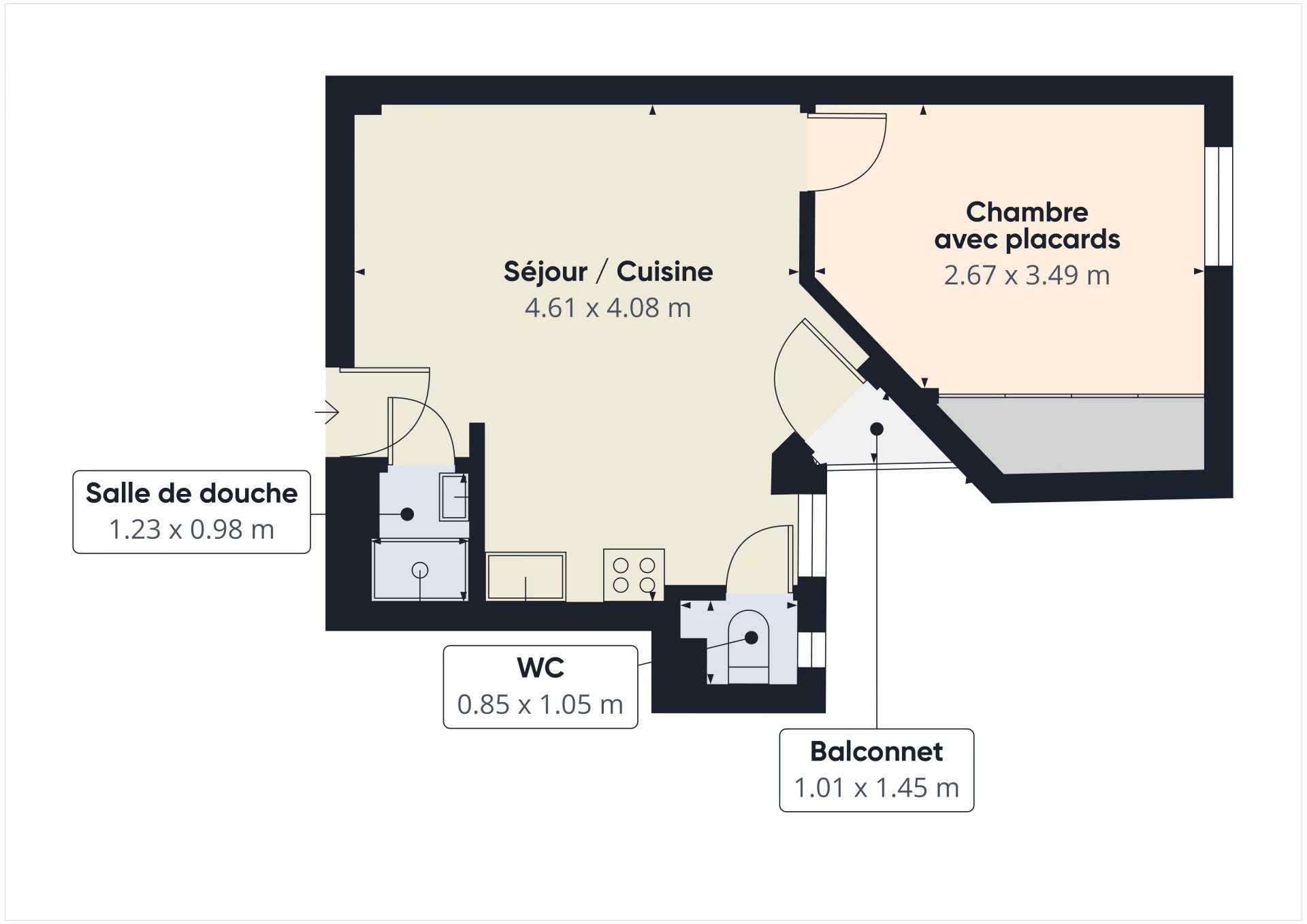 VENDU LOUÉ – Appartement 2 pièces – Rue Antoine Gautier- NICE Le Port