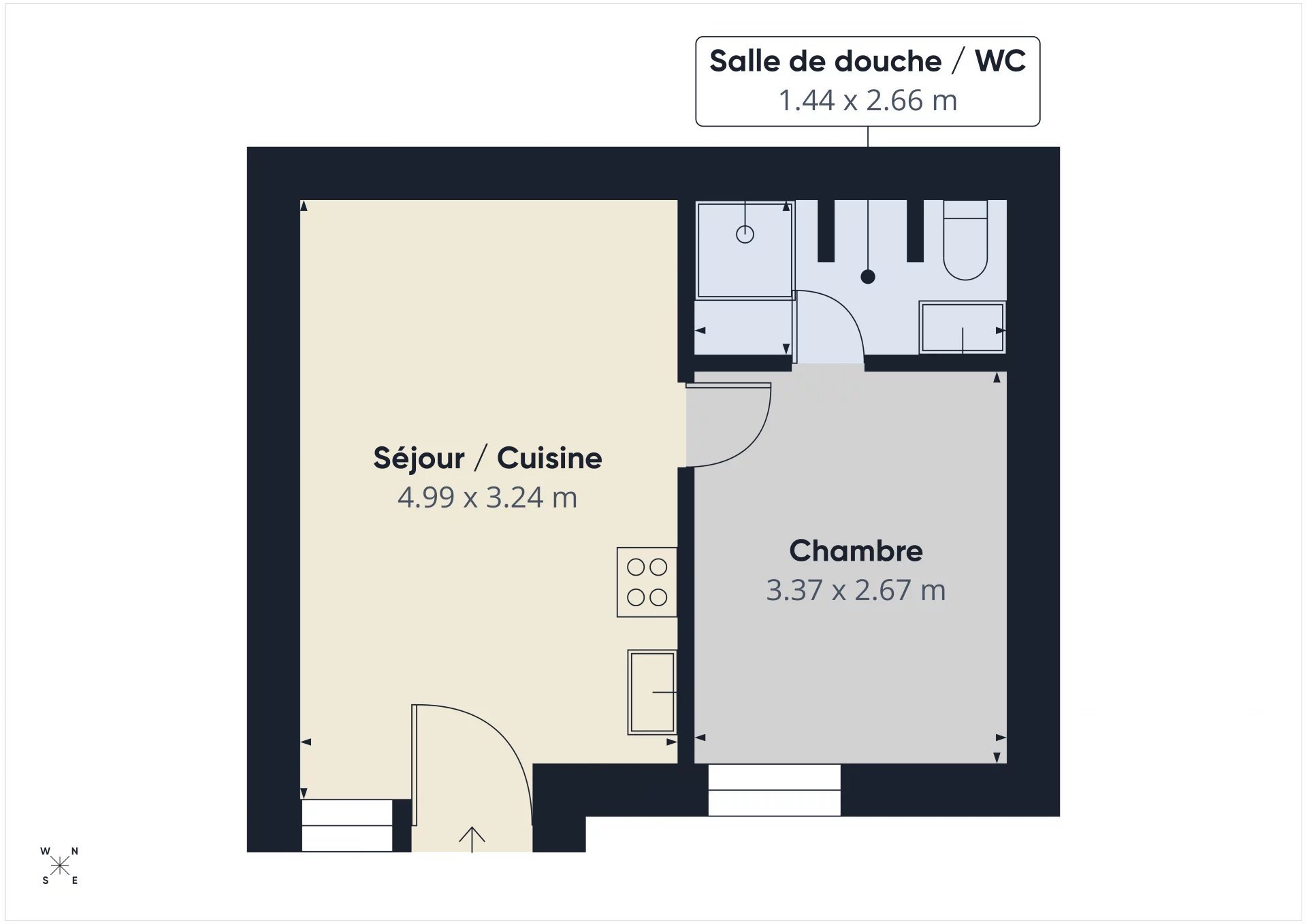 Appartement 2 pièces – Bd Mantéga Righi – Nice