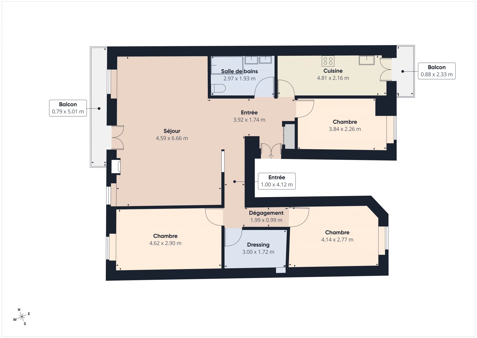 Appartement 4 pièces 105m² – balcons – Bd Risso – NICE