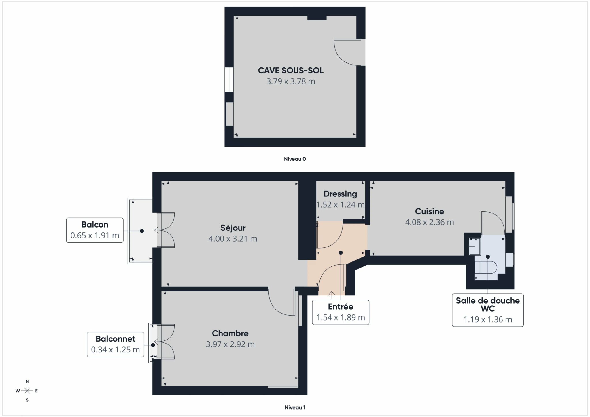 Appartement 2 pièces + grande cave – Rue Cros de Capeu – NICE