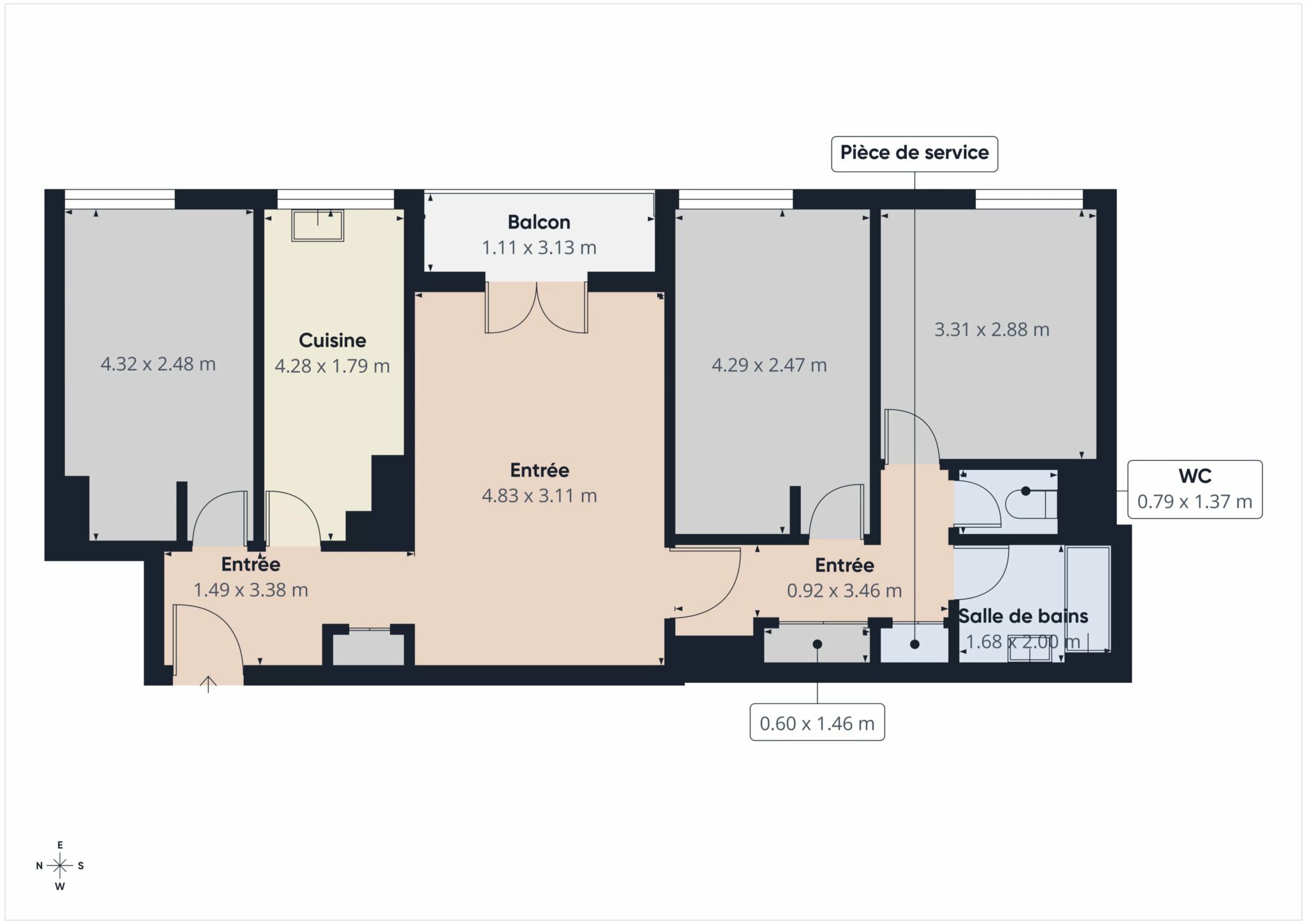 Appartement 4 pièces + cave – Bd Henri Sappia – NICE