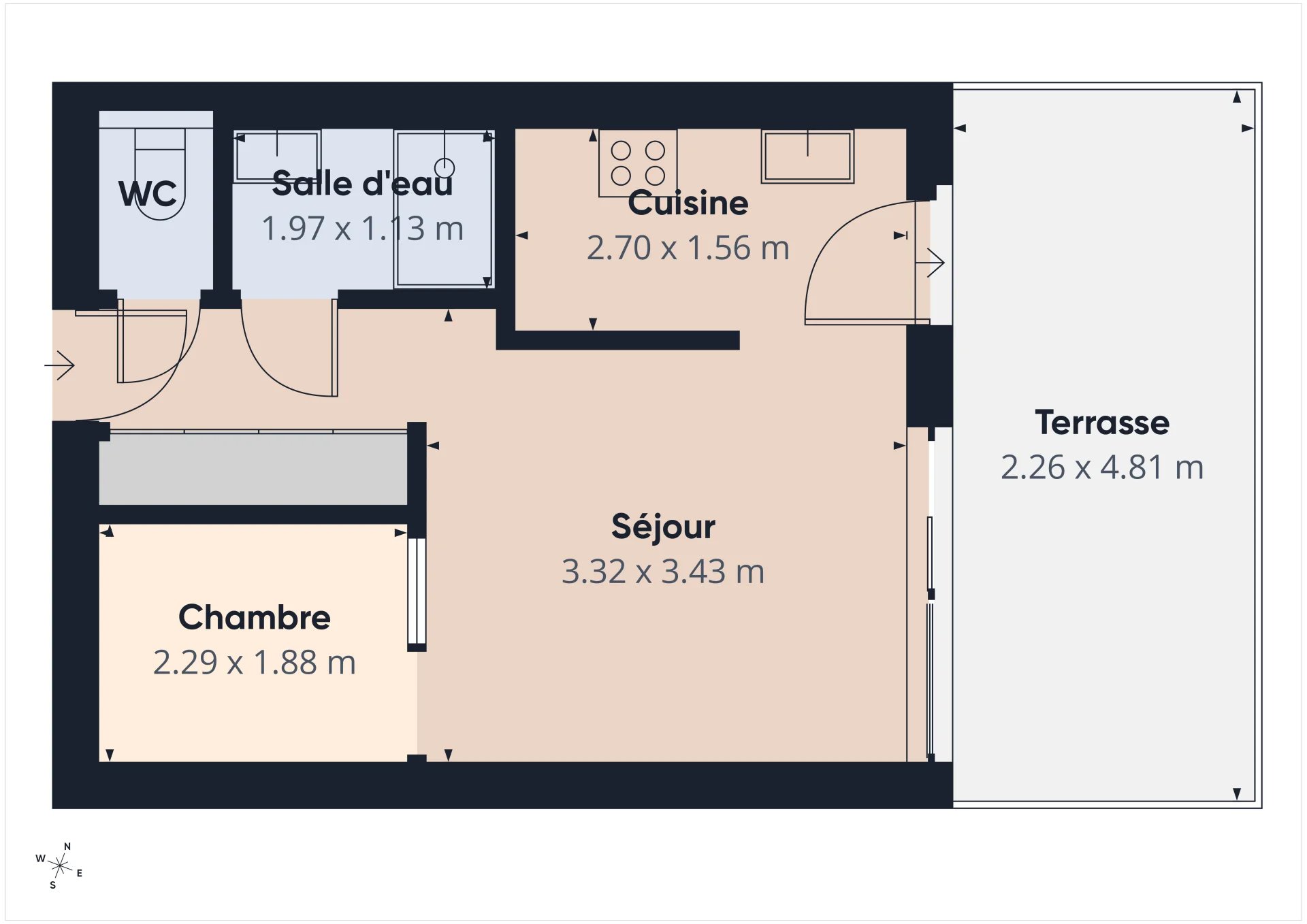 NICE STE MARGUERITE – STUDIO RDC – TERRASSE CAVE PARKING